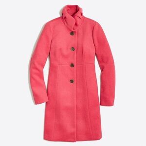 J Crew Coral Wool Car Coat w/ Ruffle Collar Size 2